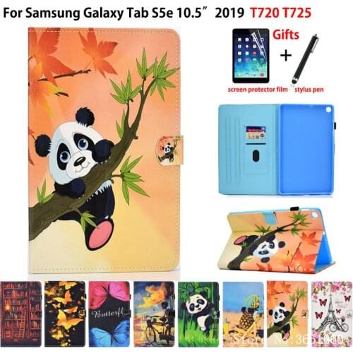 Case For Samsung galaxy tab S5e 10.5 2019 T720 SM-T720 SM-T725 Smart Cover Funda Tablet Fashion panda Flip Stand Capa +Gift