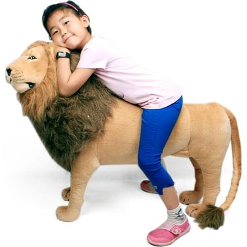 Dorimytrader Domineering Lion Stuffed Soft Toy Giant Simulated Animal Lion Plush Gift Room Decoration Props 110cm 43inch DY60768