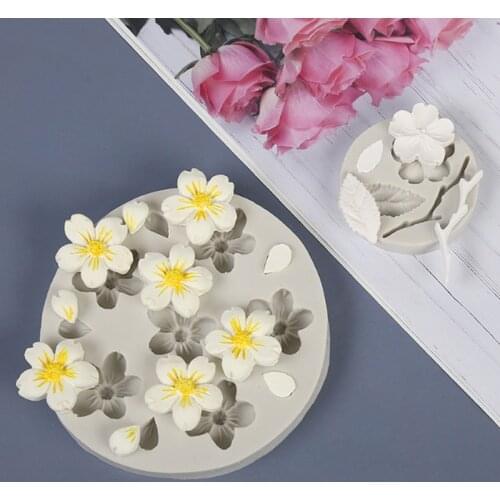 Cherry Blossom Peach Flower Leaves Mold Fondant Cakes Decor Tools Silicone Mold Sugarcrafts Chocolate Baking Tool For Cakes Form