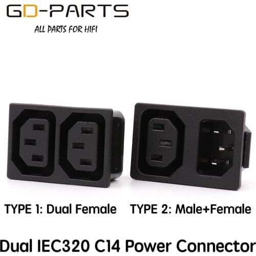 GD-PARTS Dual IEC320 Snap In Power Connector Male Power Plug Female Power Socket Receptacle AC250V 10A CE CCC TUV KC