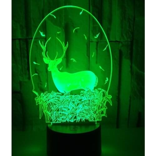 Hot Sale Deer 3d Night Light Colorful Touch Led Visual Light Decoration Atmosphere Gift Customized 3d Table Lamp