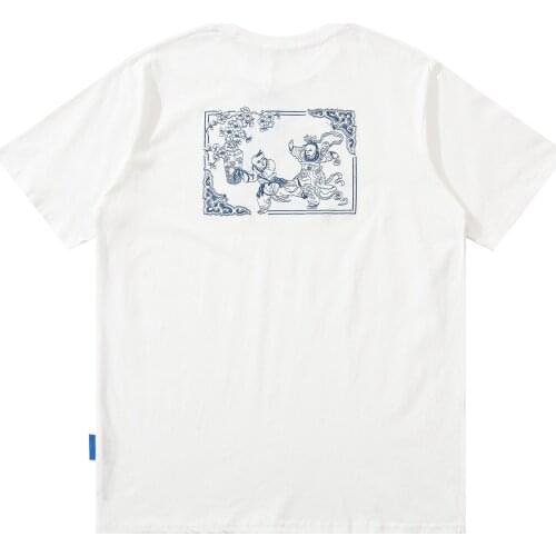 Hip Hop Cotton Short Sleeve Shirt Retro Immortal Porcelain Print Tshirt 2021 Summer Casual Tshirt Harajuku T-Shirt Streetwear