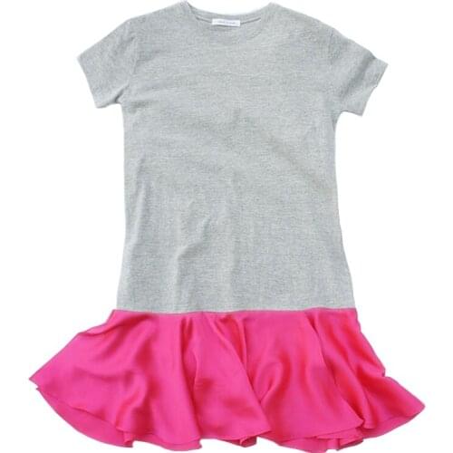 3 4 6 8 10 12 14 16 years Girls cotton dress 2020 summer kids short sleeve loose fashion dresses color-block princess frocks