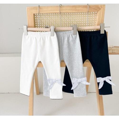 0-3 years old girl baby baby leggings solid color bow elastic casual pants baby leggings girls leggings