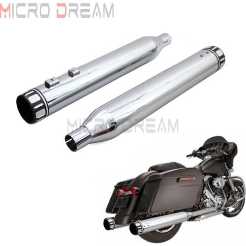Motorcycle Roaring Series Chrome Exhaust Silencer Bagger 4" Mufflers Pipe For Harley Touring Road King Street Glide 1995-2017
