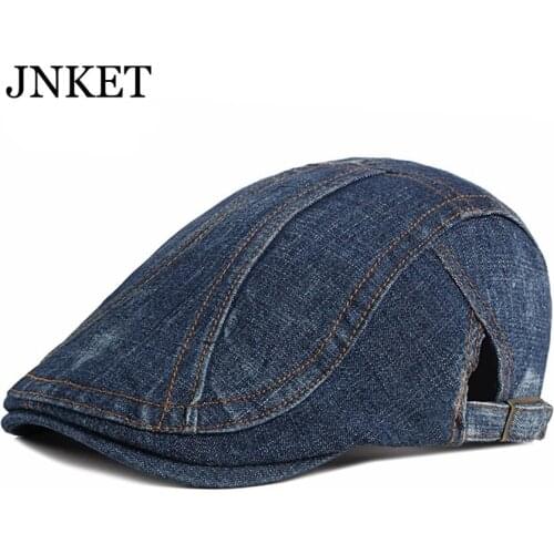 JNKET Retro Unisex Beret Hat Washed Peaked Cap Flat Caps Outdoor Travel Sunhat Denim Cap Duckbill Cap Adjustable Size