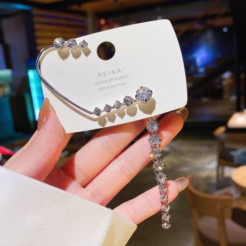 Fashion Bohemian Long Crystal Rhinestone Tassel Ear Clip Chain Ear Cuff Without Piercing For Women Jewelry Gift