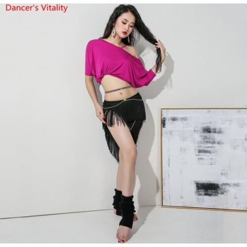 Belly Bance Suit Modal Top Short Sleeve Or Tassel Skirt Practice Clothes Female Temperament Performance Exercise Clothing