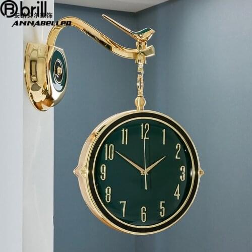 Creative Large Luxury Double-Sided Wall Clock Modern Design Metal Big Clocks White Wall Clock 3d Wall Decor Gorgeous Exquisite