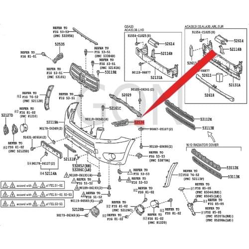 Front bumper left side mount 2005-Toy ota VAN GUA RD front bumper bracket clip front bumper ear bracket bumper center grid