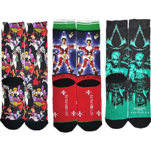 Anime Cute Cartoon Hip Hop Personality Street Style Happy Novelty Printing and Dyeing Men and Women Socks in The Tube Christmas