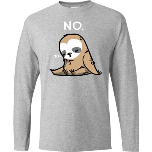 Lovely Sleep Sloth Letter No Round Neck Tops Long Sleeve Tee Brand T-Shirts Mans T-shirt Camiseta Karate Kid T Shirt Tshirts