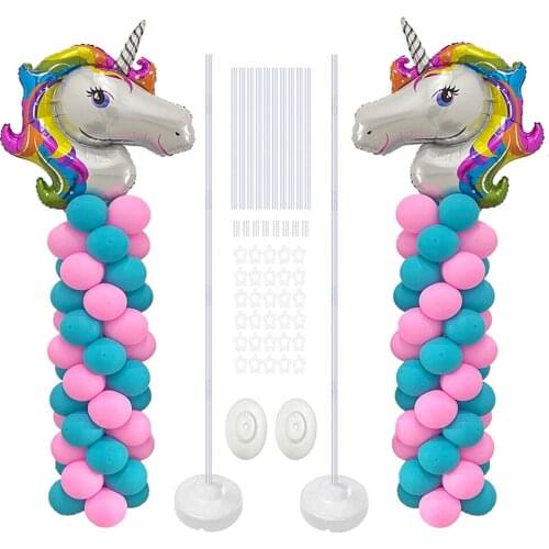 2 Sets Unicorn Party Balloon Column Stand Kit Kid Astronaut Theme Decorations Globos Birthday Party Baby shower Wedding Balloons
