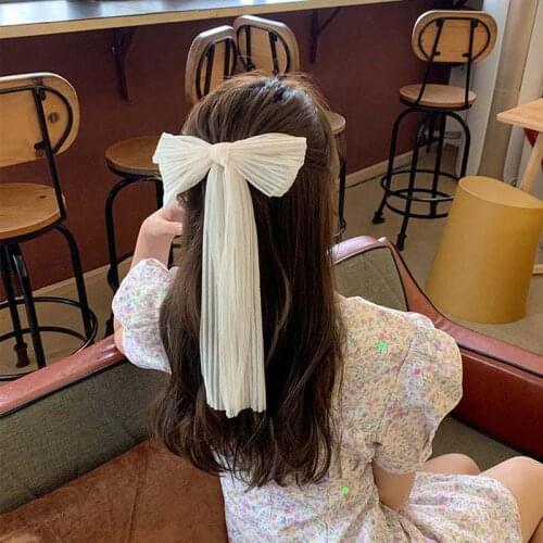 New Women Large Bow Hairpin Chiffon Mesh Big Bowknot Chiffon Ribbon Clip Women Girls Hair Accessories Hairpins Sweet Headwear