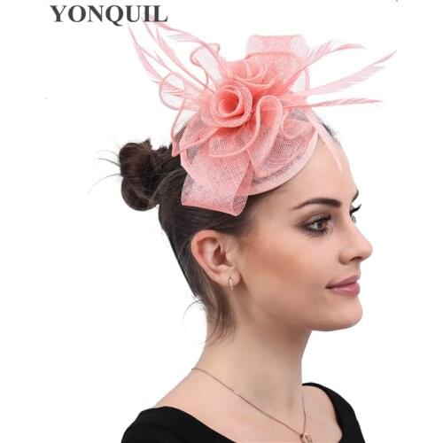 New Fashion Sinamay Bride Wedding Headwear Women Feathers Fascinators Hair Women Hats Event Church Occasion Handmade Headpiece