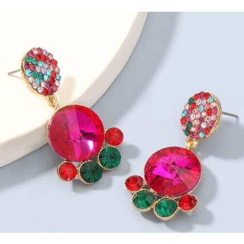 Pauli Manfi Fashion Multilayer Round Metal Rhinestone Glass Earrings Womens Creative Popular Banquet Jewelry Accessories