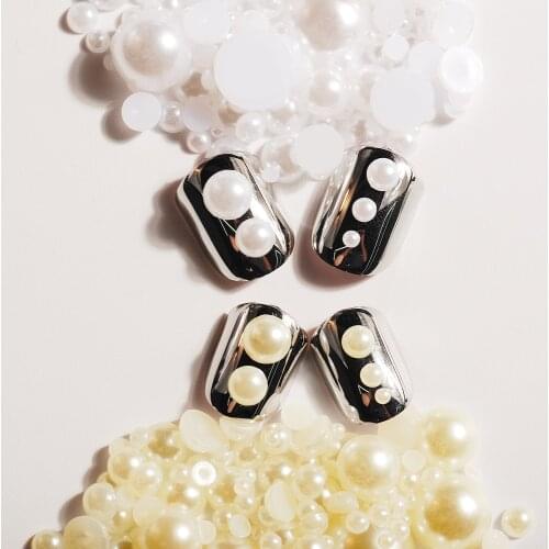 2019 Half round pearl color with white and Beige Plastic Beads ABS Imitation DIY home decoration