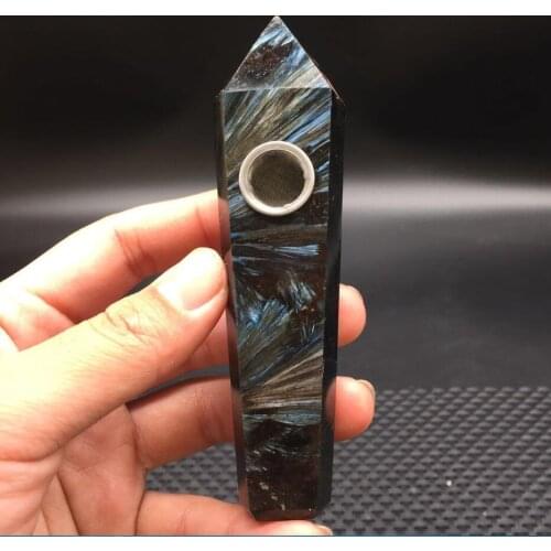 Rare Natural Fireworks Stone Crystal Quartz Wand Smoking Pipe Healing Tobacco