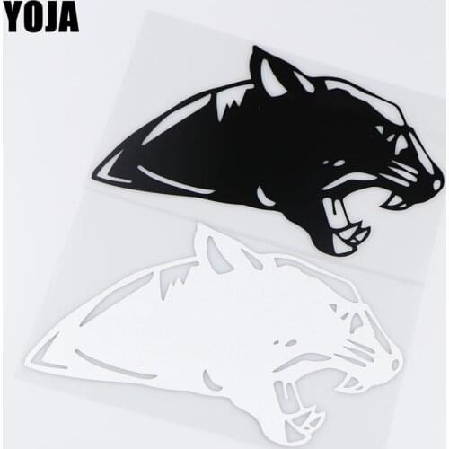 YOJA 18.7X11.2CM Funny Animal Car Sticker Panther Head Cartoon Vinyl Decal ZT4-0241