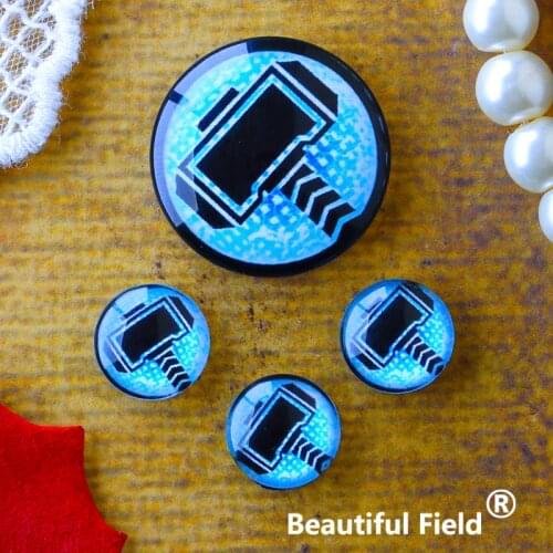 12mm 25mm 14mm 16mm 18mm 20mm Photo Glass Cabochons Round Cameo Set Handmade Settings Stone Hammer Hero WNHX249
