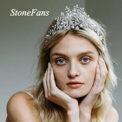 Stonefans Handmade Headpiece Wedding Bridal Hair Accessories Crown Baroque Luxury Cubic Zirconia Crown Charm Tiara For Women