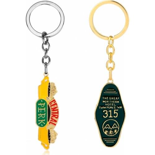 TV show Friends Keychain Central Perk Coffee Time Key Chain The Great Northern Hotel Room # 315 Twin Peaks Keyholder Trinket