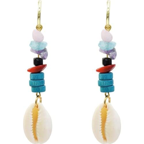 Unique Vintage Colorful Acrylic Stone Shell Pendant Drop Earrings for Women Boho Summer Party Turkish Gypsy Wedding Accessories
