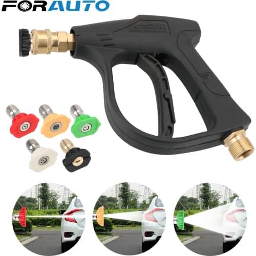 FORAUTO Car High Pressure Water Gun with 5pcs Soap Spray Nozzles 14mm M22 Socket 1/4" Quick Release Snow Foam Gun Car Washer
