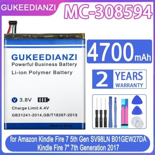 GUKEEDIANZI Replacement Battery MC-308594 4700mAh for Amazon Kindle Fire 7 5th Gen SV98LN Batteries + Free Tools Fire7