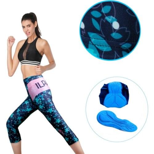 Women Pro 3D Padded Gel Bicycle Cycling Trousers Floral Print Maillot Cycling Pants Mountain Bike Tight Trousers
