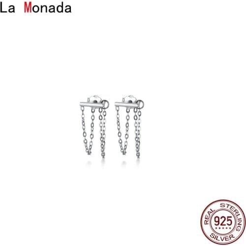 La Monada Fashion Women Silver Earrings Stud Hanging Tassel Silver 925 Jewelry Woman Rear Back Earrings For Women Silver 925