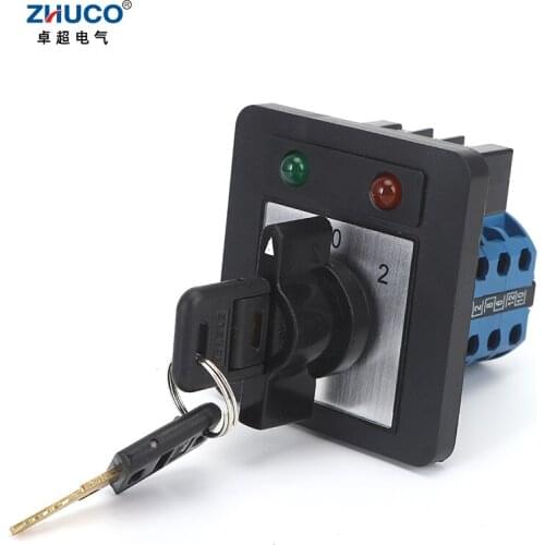 ZHUCO SZW26/LW26-20 D303.3YN 20A 3 Poles 3 Positions Selector Transfer Rotary Cam Changeover Switch With Key With Light