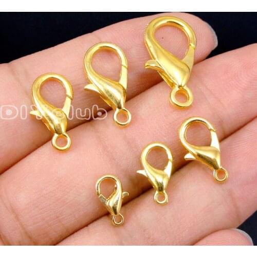 Gold Tone Alloy Lobster Clasps Hooks For Necklace & Bracelet Chain DIY Jewelry Findings, Lobster Claw Clasp