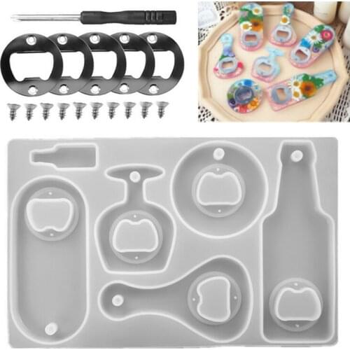 1 Set Silicone Beer Bottle Opener Mould Resin Epoxy Mold Casting DIY Bar Tool Home Decoration Beer Wrench Bottle Opener