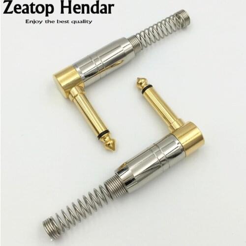 20Pcs 90 Degree Angel 6.35mm Mono Audio Plug Jack Amplifier Microphone DIY Plug King Protection Device with Spring