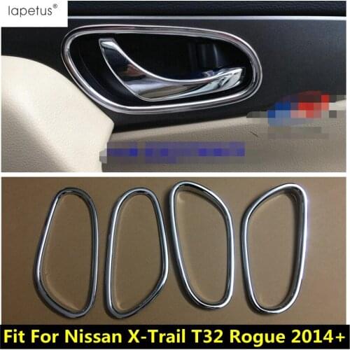 Lapetus Accessories Fit For Nissan X-Trail T32 Rogue 2014 - 2020 Inner Chrome Car Door Pull Knob Handle Bowl Molding Cover Trim