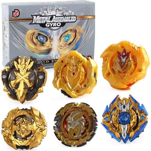 Beybleyd with Launcher Bey Blade Burst 6Pcs/Set Gold Version Gyro Toys for Children XD168-27-02
