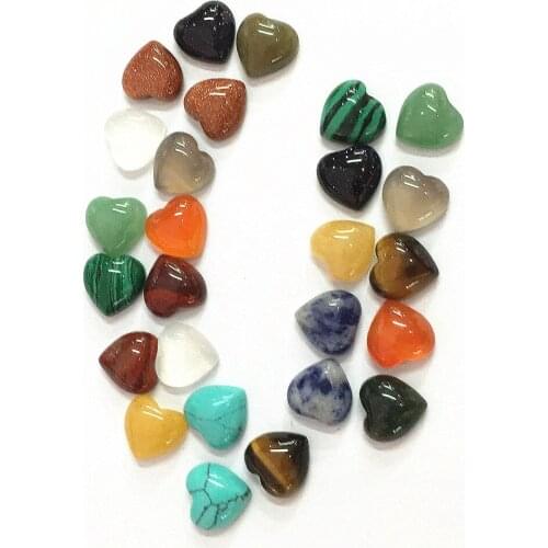 10*10mm Tiger Eyes Agates Beads for Jewelry Making Findings New 50pcs Random Mix Color Natural Stone Cabochons Heart Beads