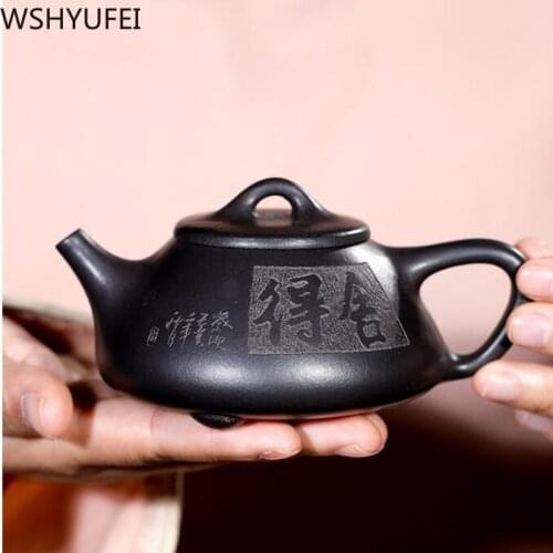 Yixing tea pot purple clay Stone scoop teapot Handmade Tea set Raw ore black mud beauty chinese kettle suit Teaware 170ml