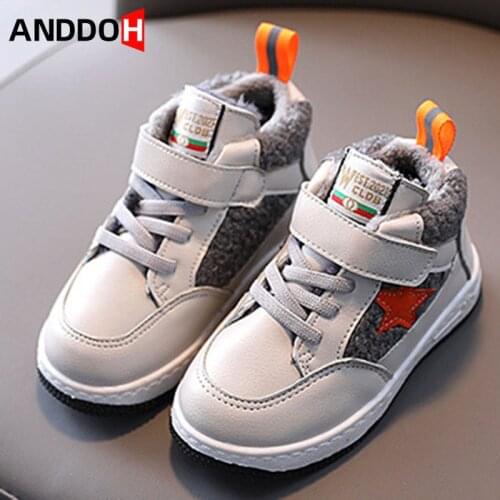 Size 21-30 Children Warm Winter Cotton Shoes for Boys Girls Kids Plus Thickened Fleece Sport Sneakers Baby Casual Toddler Shoes