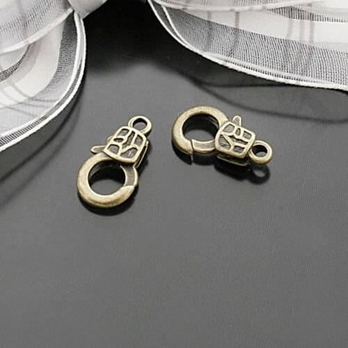 E044)20 pieces 17x9mm Antique Bronze Zinc Alloy Lobster Clasps Connect Clasps Necklace Clasps Diy Jewelry Findings Accessories