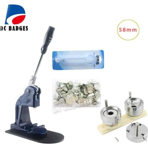 Classical 58mm Badge Making Machine + 58mm Acrylic Paper Cutter+500 Plastic Blank Badge Buttons