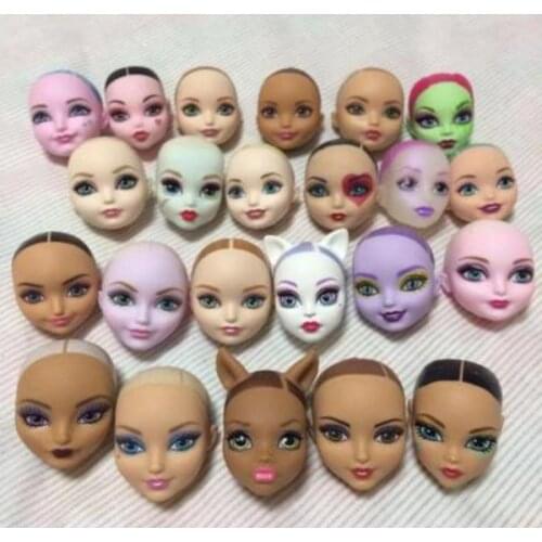 Collection Monsters Doll Head with Makeup Heads No Hair Bald Head Quality Doll Head Girl Dressing DIY Toy Parts Big Eyes