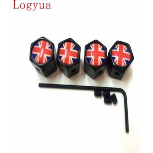 4pcs/lot Black Anti-theft Style Car Wheel Tire Tyre Valve Cap Cover Dustproof Caps for USA UK France Russia Italy Germany Flag