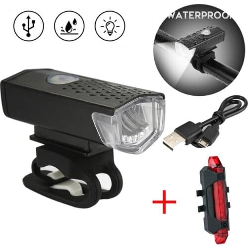 Bike Front Light+ Bicycle Rear USB Light Set Night Cycling Flashlight LED Rechargeable Safety Warning Taillight Bike Accessories