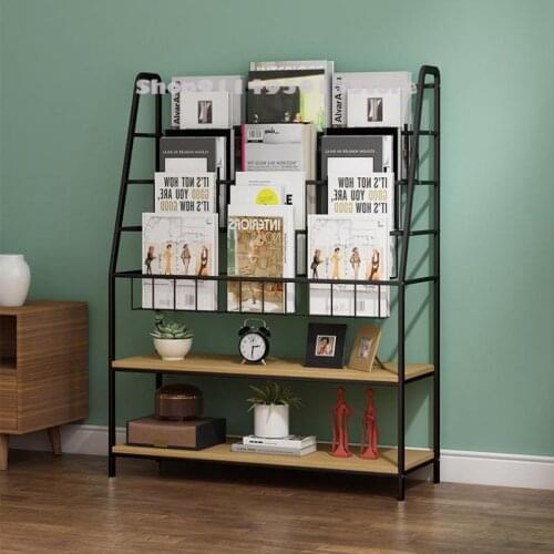 Wrought Iron Floor Simple Bookshelf Shelf Student Bookcase Office Magazine Rack Childrens Storage Bookshelf Picture Book Rack