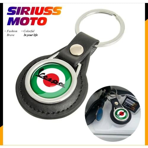 Leather Keychain Key Ring Case for Piaggio Vespa Scooter