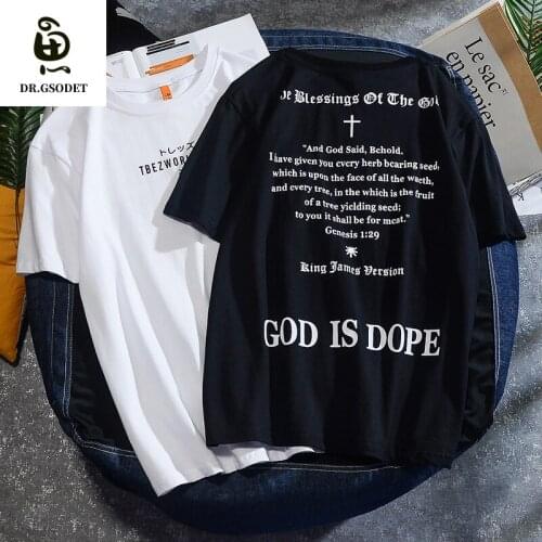 GSODET Summer Mens T-Shirt Couple Cotton Ins Wind Harajuku God Letter Print T-Shirt Casual Couple Short Sleeve Half Sleeve Top
