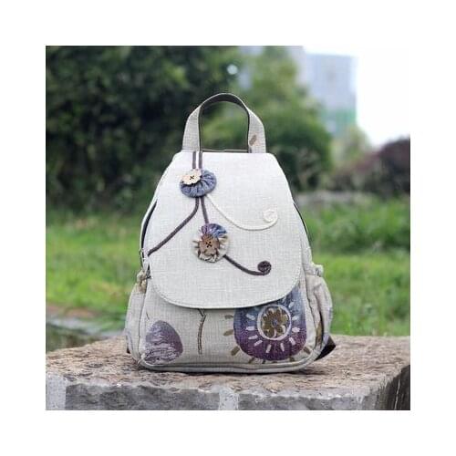 New nice national string appliques shopping backpacks!Hot original prints women zipper&hasp backrack Top-sale casual backruck