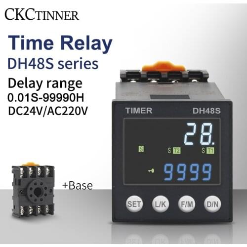 New product DH48S DC/AC24V AC220V precision programmable delay relay 0.01S-99990H with socket base DH48S series time relay